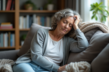 Femme d'âge moyen fatiguée sur un canapé