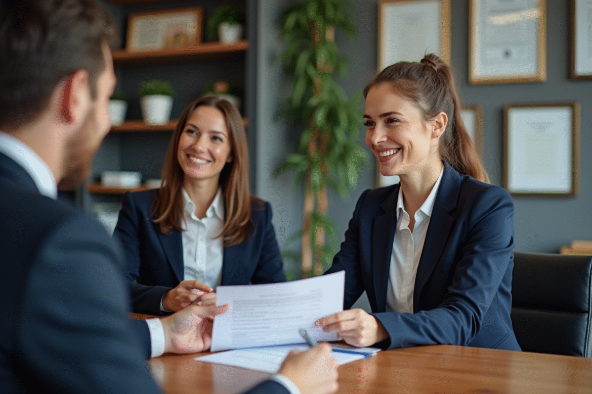 Femme professionnelle présentant des documents de prêt à une banque