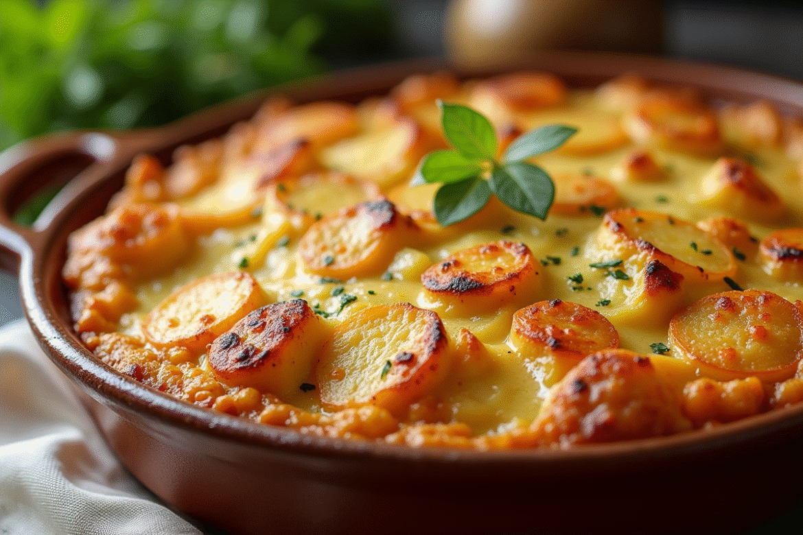 Gratin de courgettes et pommes de terre cuit au four